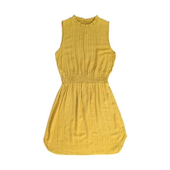 SHEIN Dresses & Skirts - Shein Sleeveless High Neck Fit & Flare Knee Length Dress Mustard Women's L 8/10